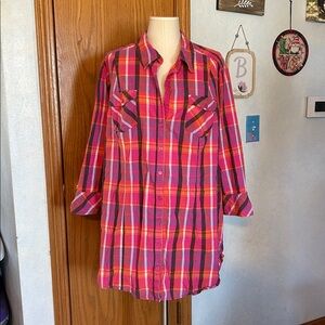 Lane Bryant Pink & Purple Plaid Shirt - Size 18/20